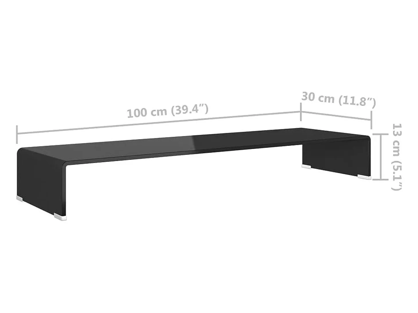Soporte para TV/Elevador monitor cristal negro 100x30x13 cm