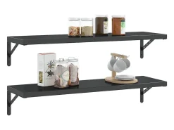 Soportes de estante 4 uds acero inoxidable negro 30x2,5x15,5 cm ES963115