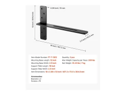 Soportes de Estante en T Robustos SucceBuy, Lote de 2, Capacidad de Carga de 90 kg, 45.72 x 7.35 x 30.48 cm, para Estantes y Soportes de Mostrador