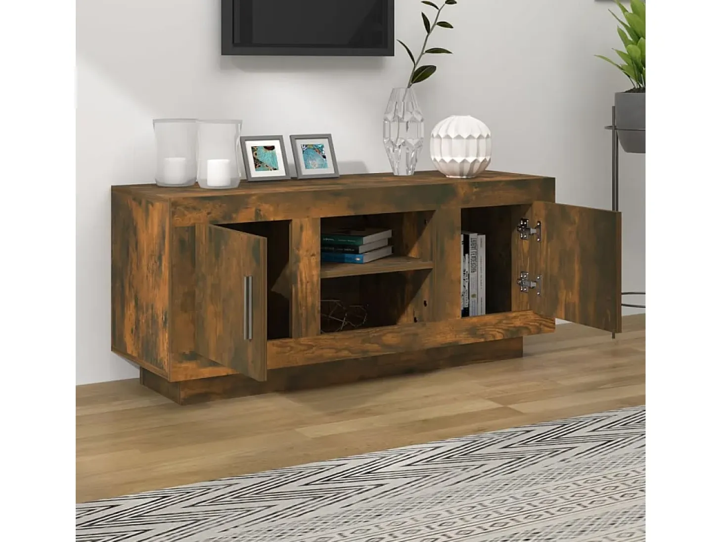 Stephen Mueble para TV madera contrachapada roble ahumado 102x35x45 cm
