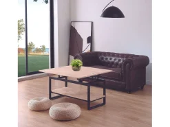 Steve Mesa Centro Elevable Extensible Roble Nordish/Negro 47-62x100x45-90 cm
