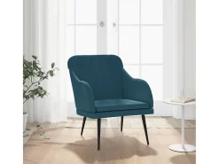 Streetsboro Sillón de terciopelo azul 63x76x80 cm