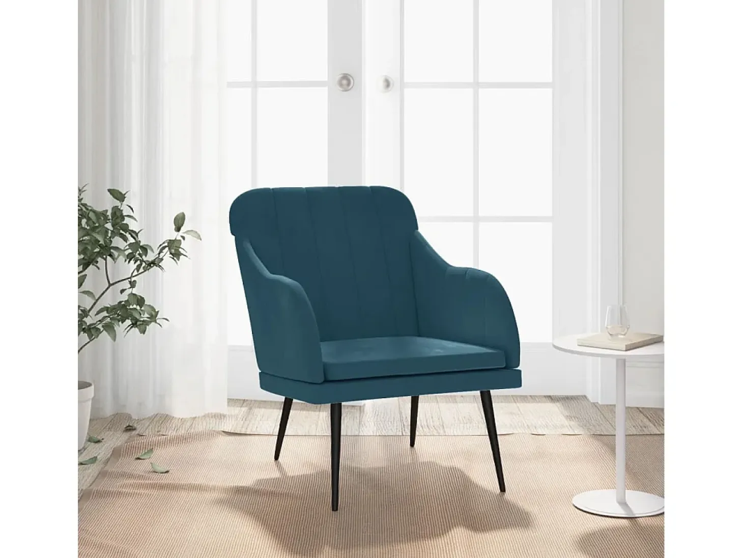 Streetsboro Sillón de terciopelo azul 63x76x80 cm