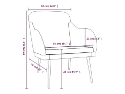 Streetsboro Sillón de terciopelo azul 63x76x80 cm