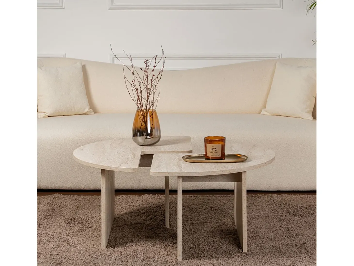 Table basse ronde duo pin atlantique 90cm AZUS