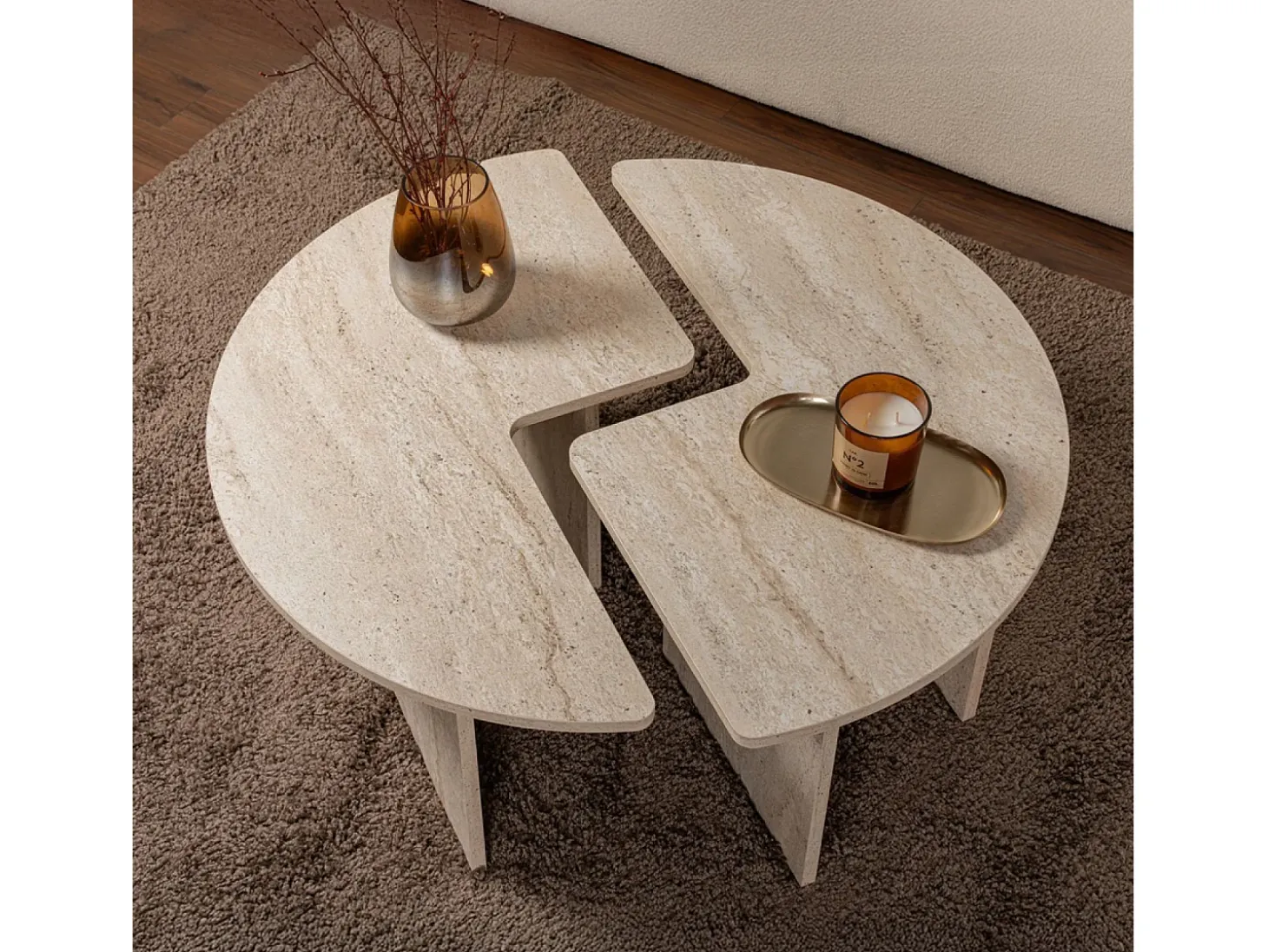 Table basse ronde duo pin atlantique 90cm AZUS