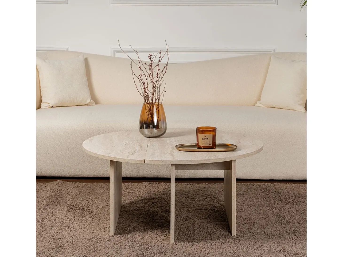 Table basse ronde duo pin atlantique 90cm AZUS