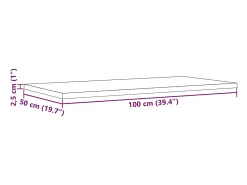 Tablero de mesa rectangular madera maciza pino 100x50x2,5 cm