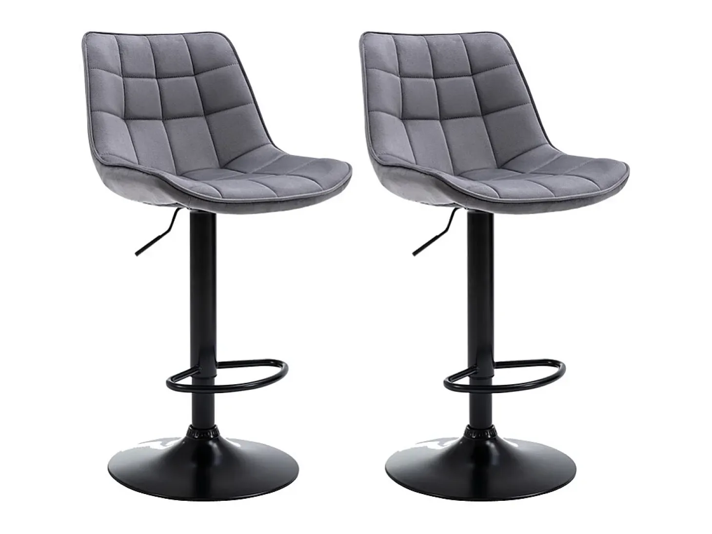 taburete alto ajustable terciopelo metal gris LIMA II (lote de 2)