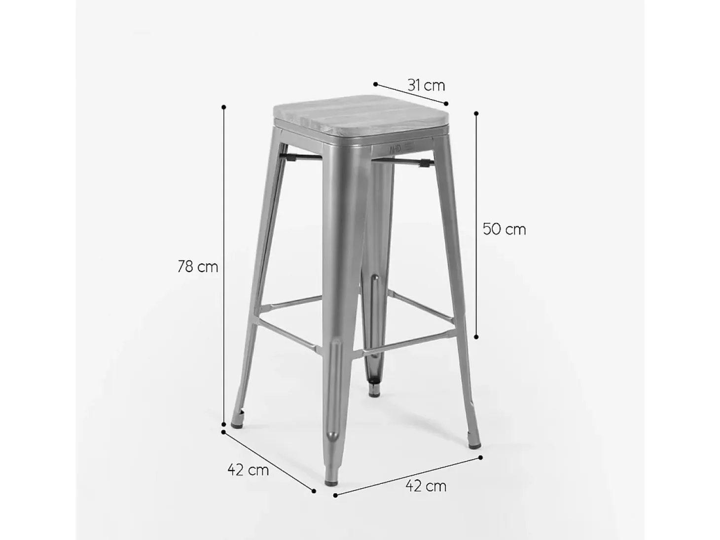 taburete alto bar cocina 78 cm industrial madera steel up wood - Azul