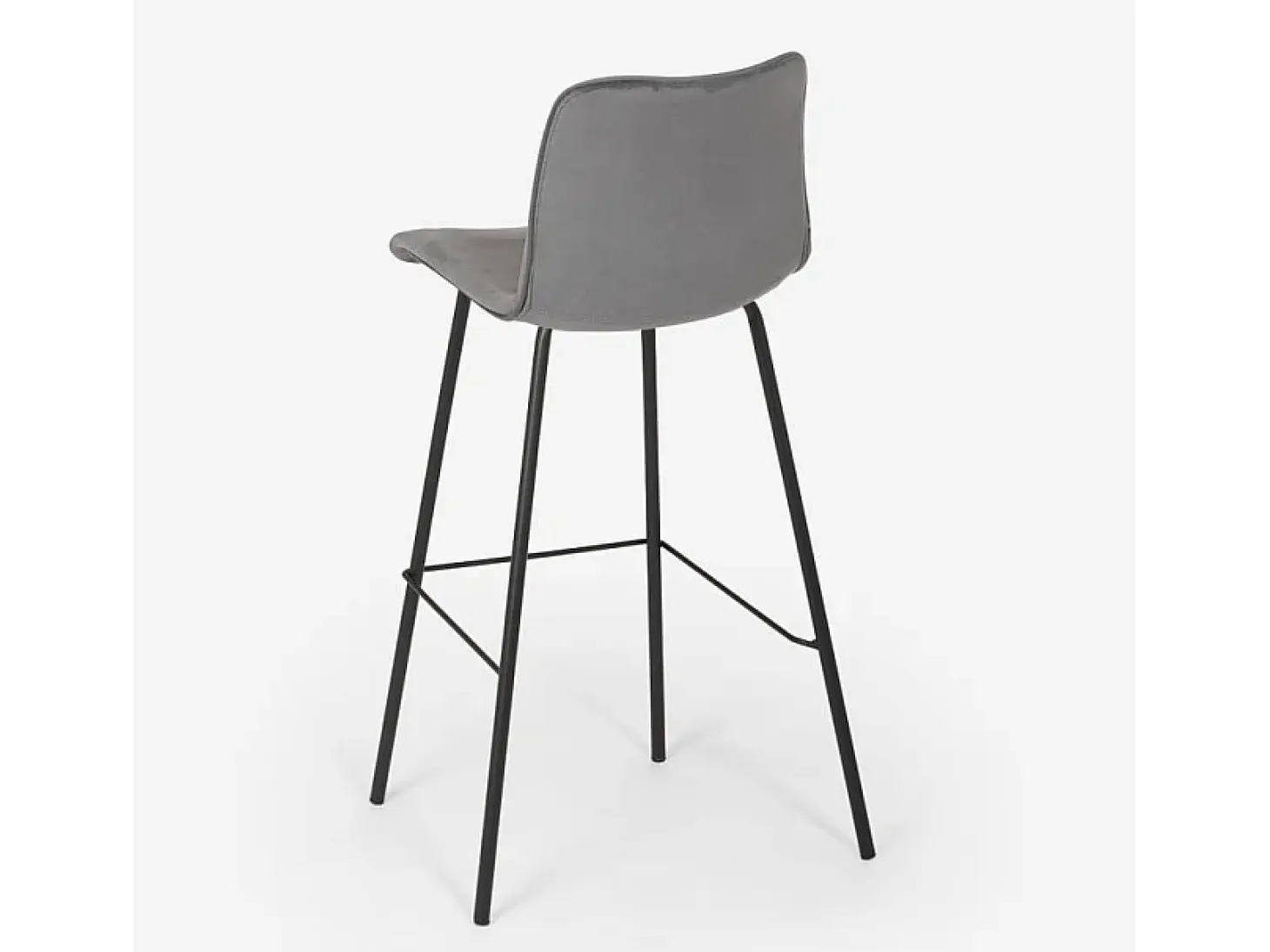 Taburete alto de bar cocina fijo terciopelo diseño moderno Dett - Gris Oscuro