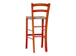 Taburete alto de madera color naranja h 73 cm estilo rústico para hogar y bar
