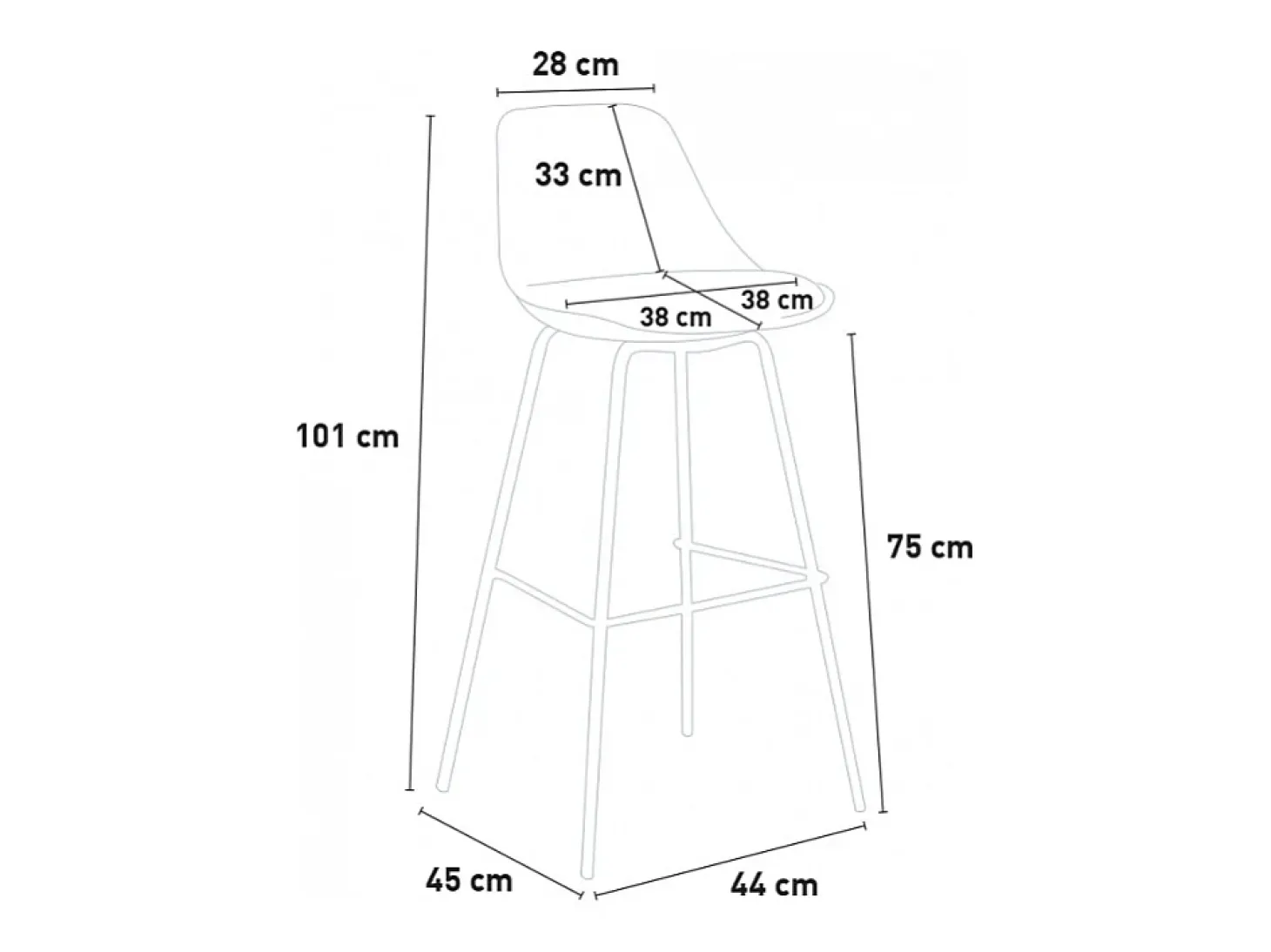 Taburete alto de metal para barra de cocina con cojín de diseño moderno Willis - Rojo