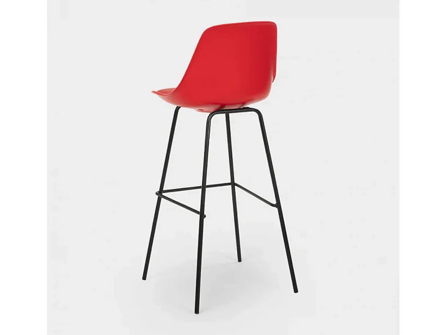Taburete alto de metal para barra de cocina con cojín de diseño moderno Willis - Rojo