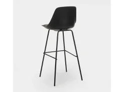 Taburete alto de metal para barra de cocina con cojín de diseño moderno Willis - Negro