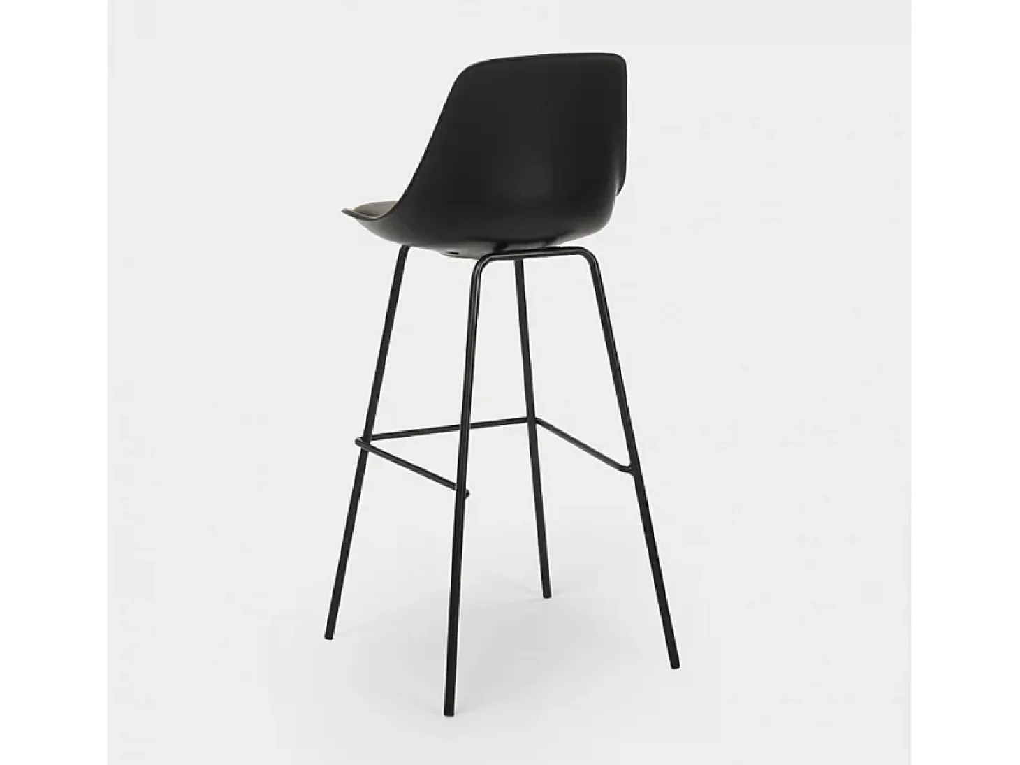 Taburete alto de metal para barra de cocina con cojín de diseño moderno Willis - Negro