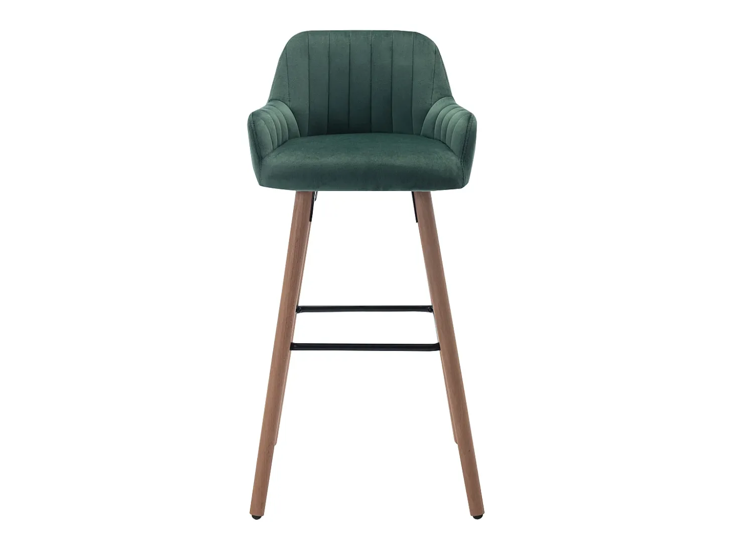 taburete alto de terciopelo y metal efecto madera de haya - Verde oscuro - ELEANA