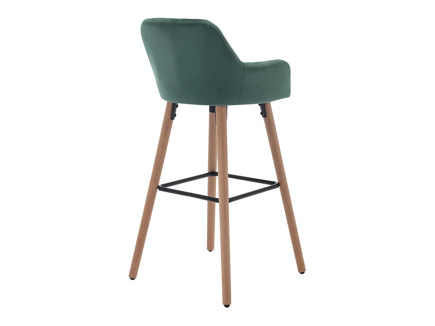 taburete alto de terciopelo y metal efecto madera de haya - Verde oscuro - ELEANA