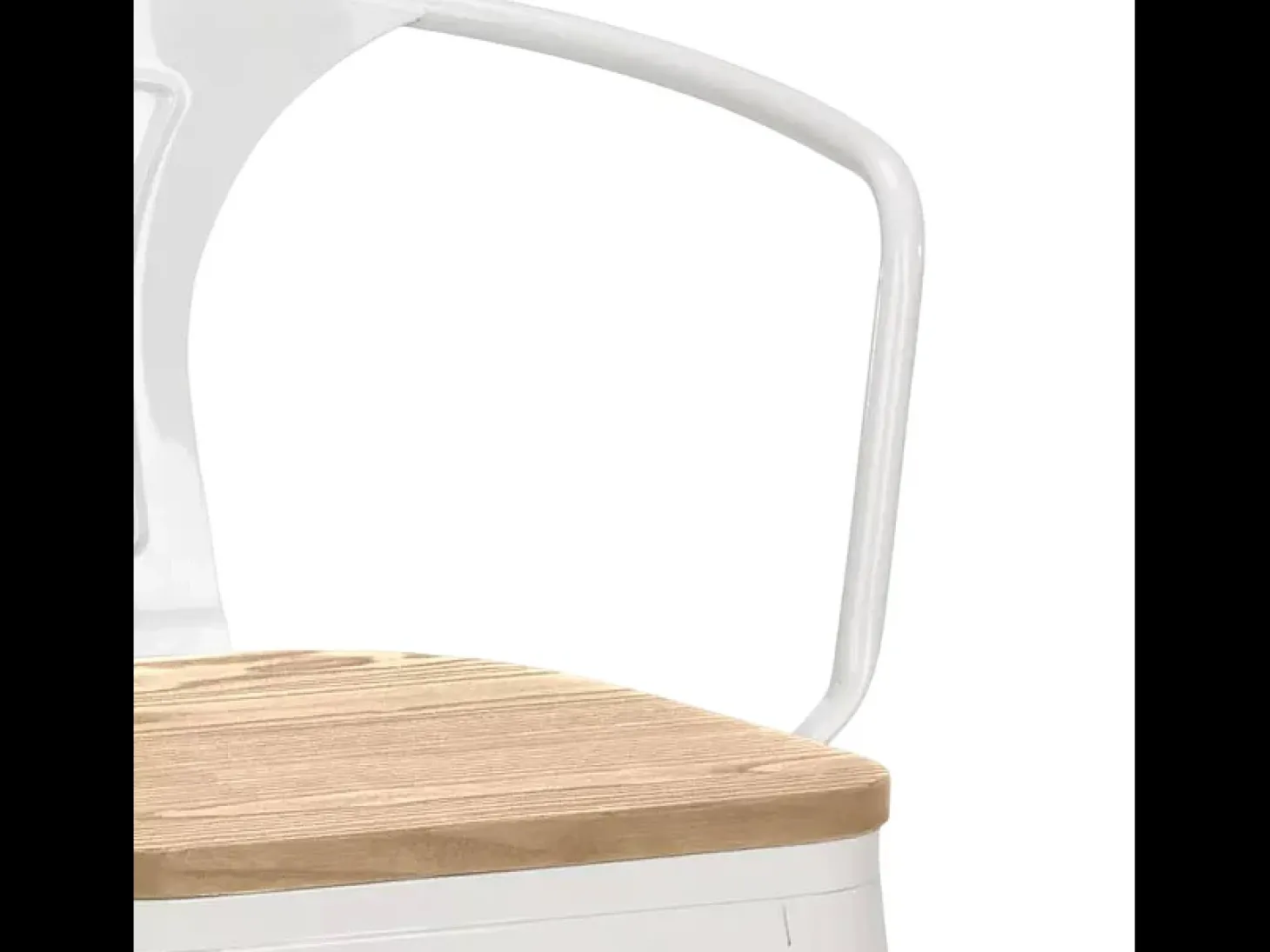 taburete alto estilo diseño industrial bar cocina steel wood back light - Blanco