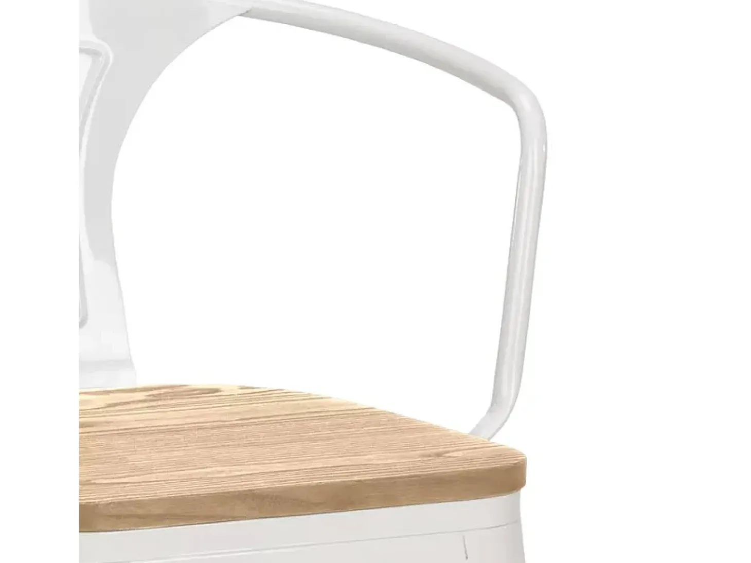 taburete alto estilo diseño industrial bar cocina steel wood back light - Blanco