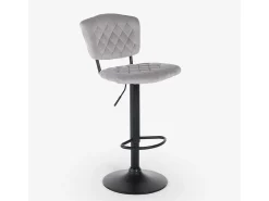 Taburete alto regulable para cocina tapizado en tejido terciopelo Toronto - Gris claro