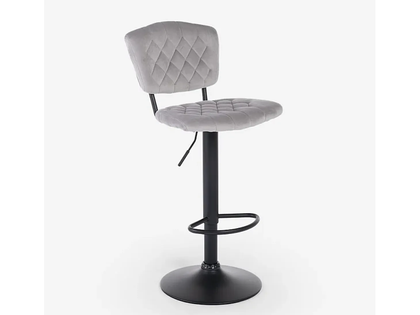 Taburete alto regulable para cocina tapizado en tejido terciopelo Toronto - Gris claro