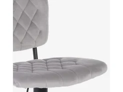 Taburete alto regulable para cocina tapizado en tejido terciopelo Toronto - Gris claro