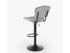 Taburete alto regulable para cocina tapizado en tejido terciopelo Toronto - Gris claro