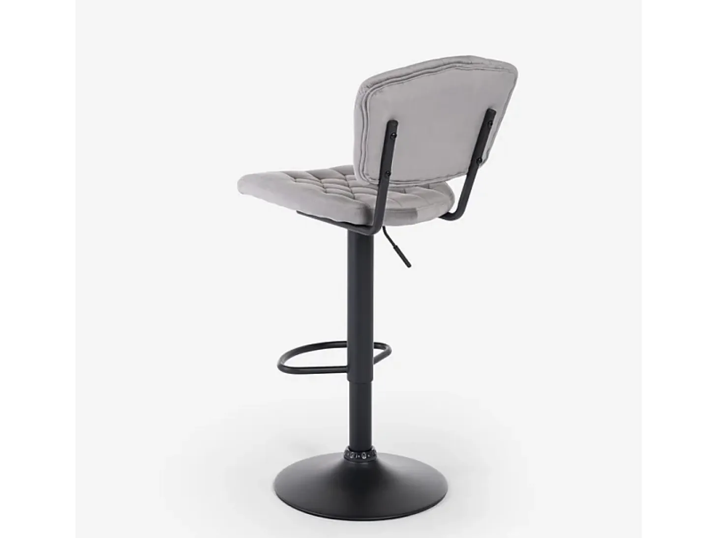 Taburete alto regulable para cocina tapizado en tejido terciopelo Toronto - Gris claro