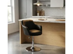 Taburete bar cocina giratoria butaca con reposabrazos regulables Ober - Negro