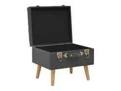 Taburete con almacenaje 40 cm Tejido gris oscuro