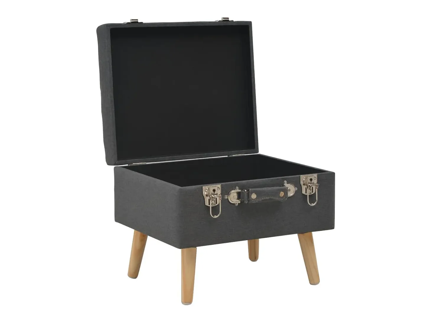 Taburete con almacenaje 40 cm Tejido gris oscuro