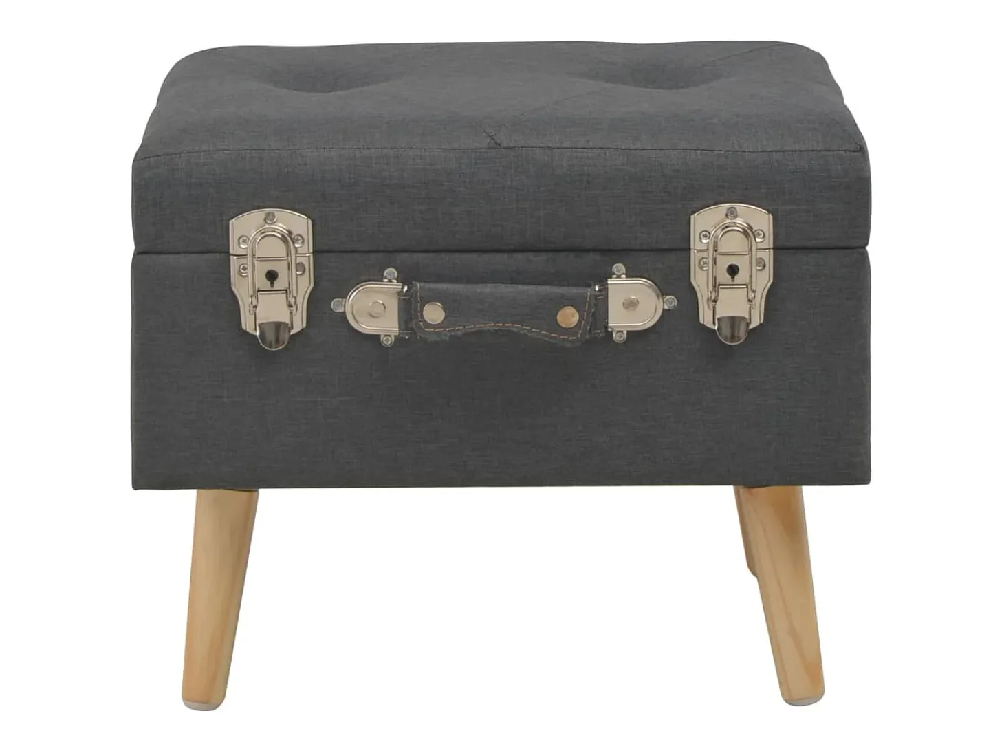 Taburete con almacenaje 40 cm Tejido gris oscuro