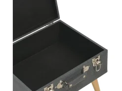 Taburete con almacenaje 40 cm Tejido gris oscuro
