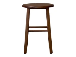 Taburete con asiento redondo h 47cm color nogal oscuro pata recta