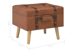 Taburete de almacenamiento de piel sintética marrón claro de 40 cm
