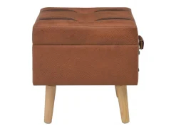 Taburete de almacenamiento de piel sintética marrón claro de 40 cm