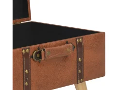 Taburete de almacenamiento de piel sintética marrón claro de 40 cm
