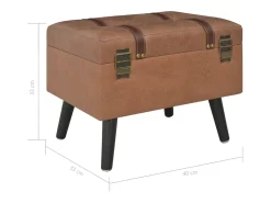Taburete de almacenamiento de piel sintética marrón de 40 cm