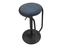 Taburete de Bar Ajustable Destiny 61-83 cm Tela Cotelé Negro y Azul con Reposapiés Diseño Escandinavo