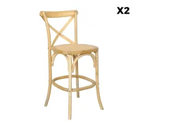Taburete de bar bistró vintage de madera, set de 2 natural