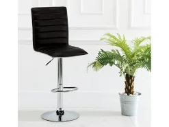Taburete de bar cocina alto fijo giratorio ajustable con respaldo Detroit - Negro