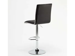 Taburete de bar cocina alto fijo giratorio ajustable con respaldo Detroit - Negro
