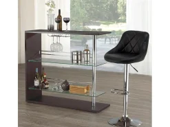 Taburete de bar cocina alto fijo giratorio ajustable respaldo Philadelphia - Marrón