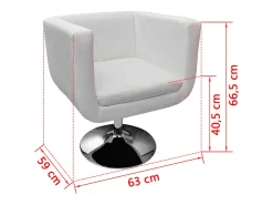 Taburete de bar cuero sintético blanco