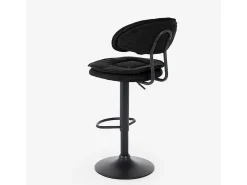 Taburete de bar de cocina ajustable moderno en tela tapizada Nashville. - Negro