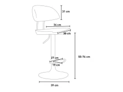 Taburete de bar de cocina ajustable moderno en tela tapizada Nashville. - Gris claro