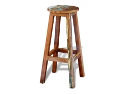 Taburete de bar de madera maciza recuperada