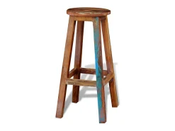 Taburete de bar de madera maciza recuperada