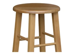 Taburete de bar de madera con asiento redondo h 67, patas de sable en nogal claro